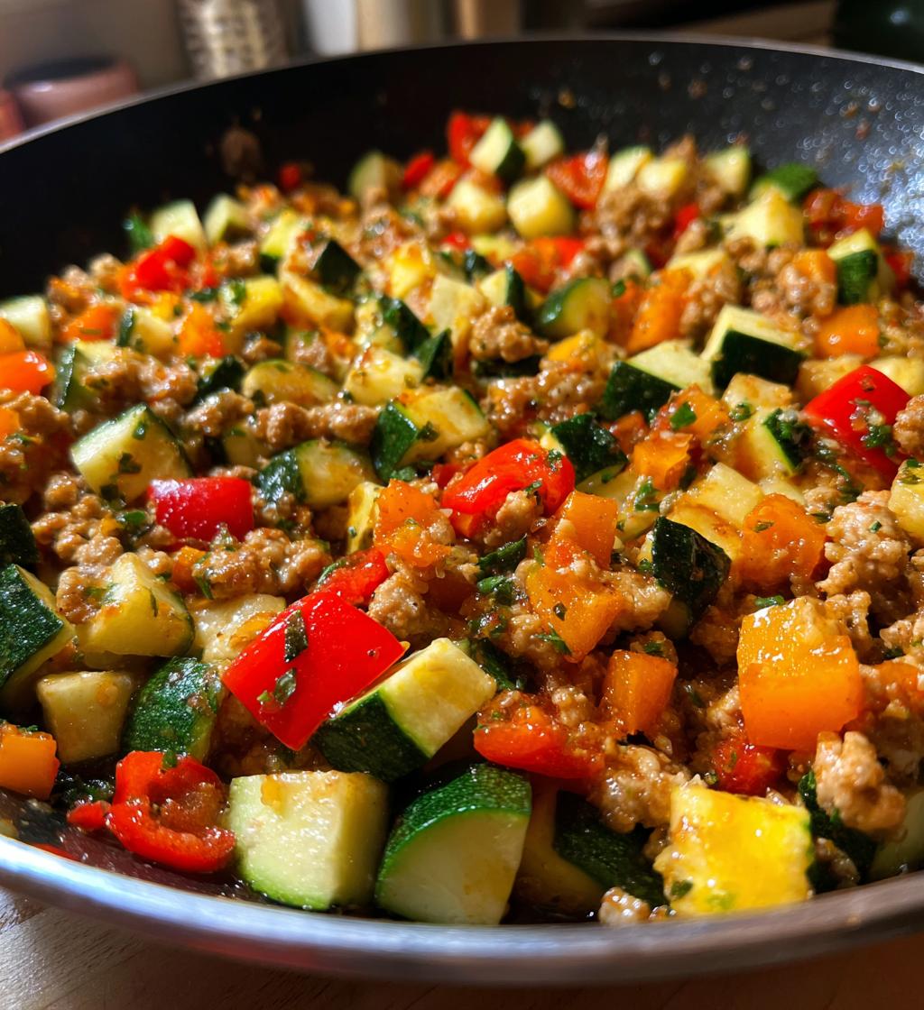 ground turkey zucchini skillet - detail 1
