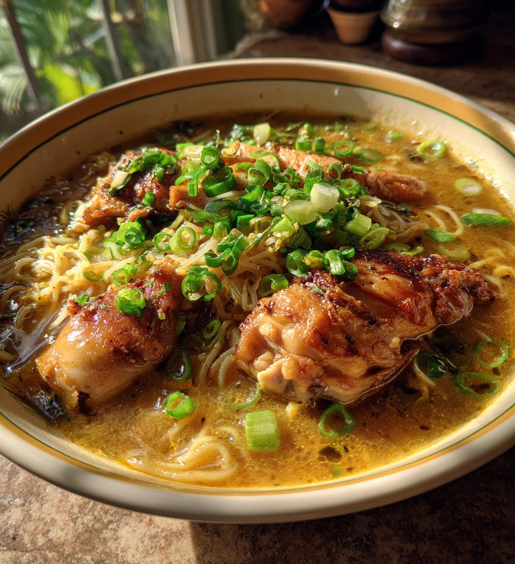 hawaiian style chicken long rice soup - detail 1