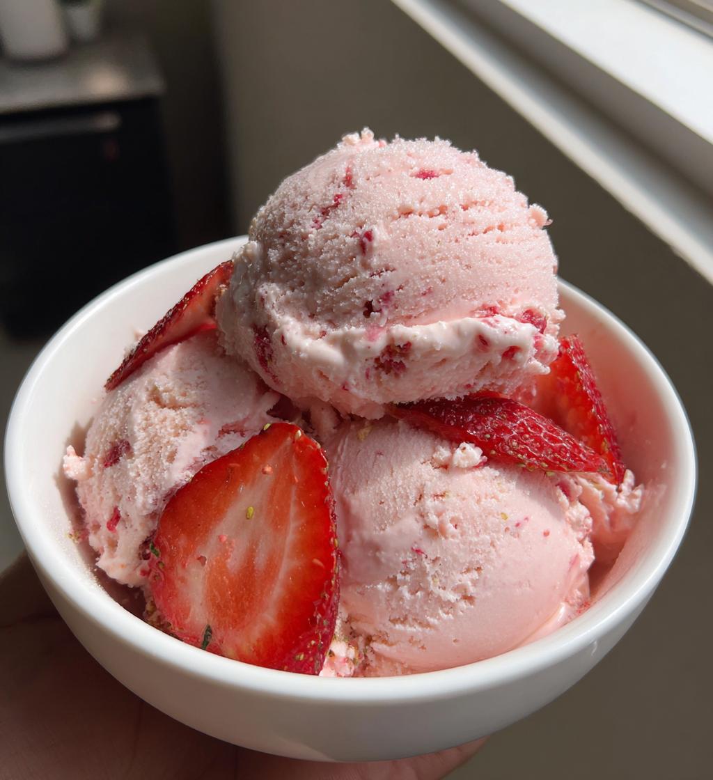 homemade strawberry ice cream - detail 1