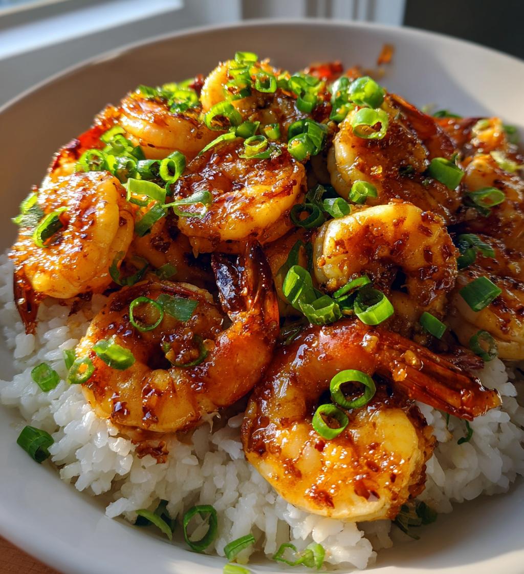 honey garlic shrimp bowls - detail 1