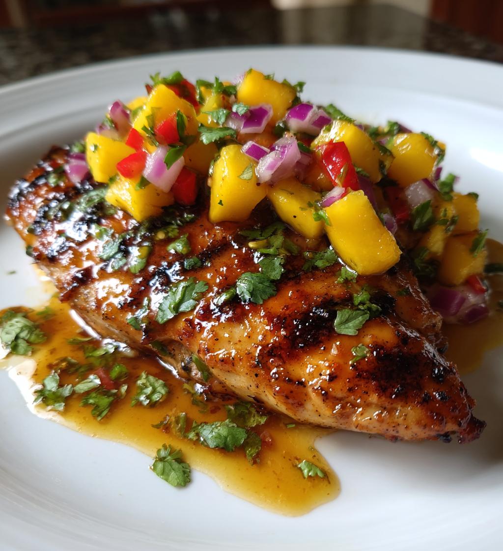 honey lime chicken with mango salsa - detail 1