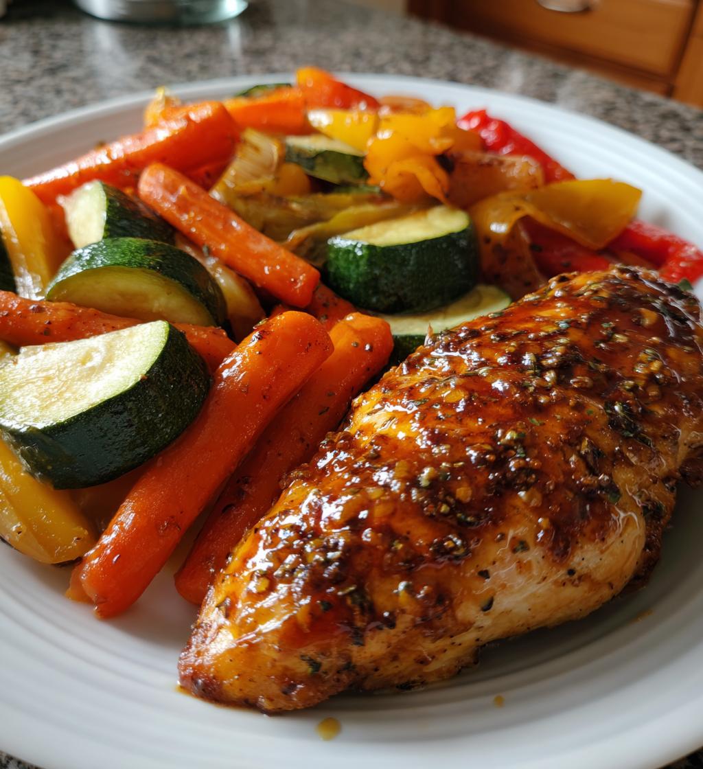 honey mustard glazed chicken with roasted vegetables