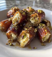 honey pistachio ricotta stuffed dates
