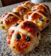 hot cross buns with candied fruit