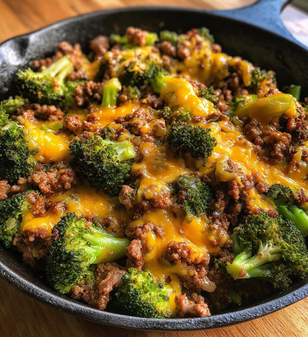 keto hamburger broccoli skillet - detail 1