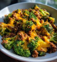 keto hamburger broccoli skillet
