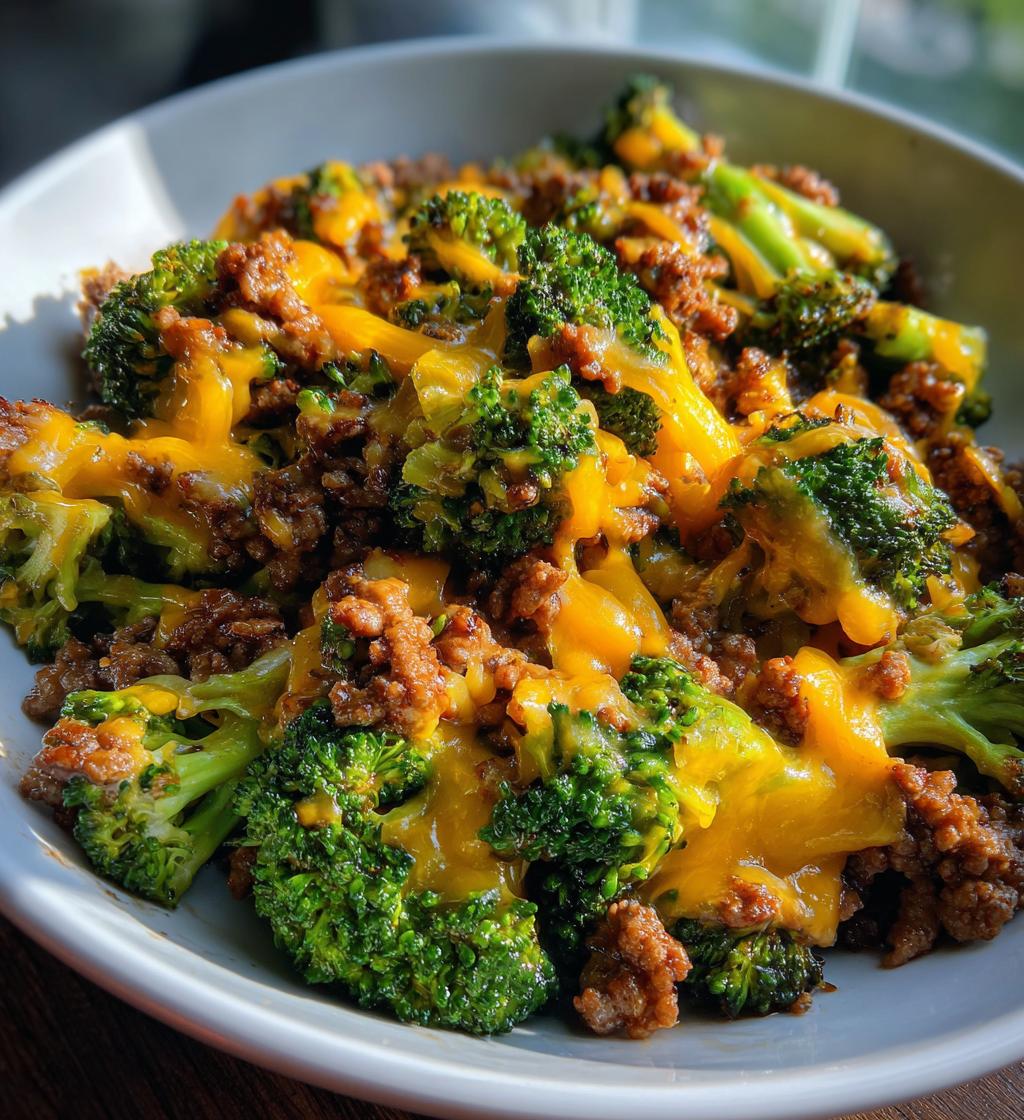 keto hamburger broccoli skillet