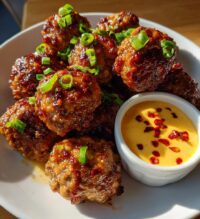 korean bbq meatballs with spicy mayo dip