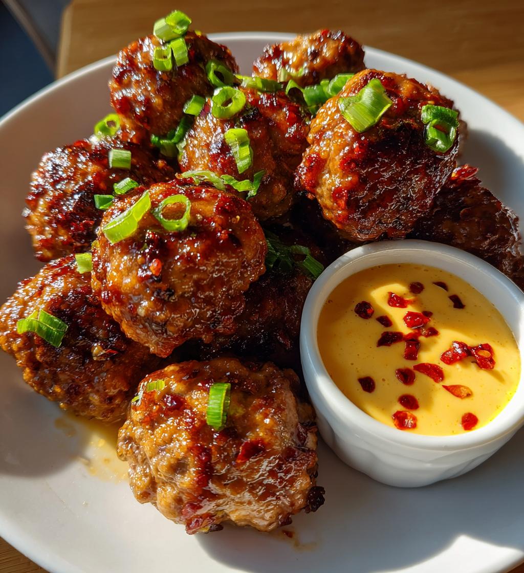 korean bbq meatballs with spicy mayo dip
