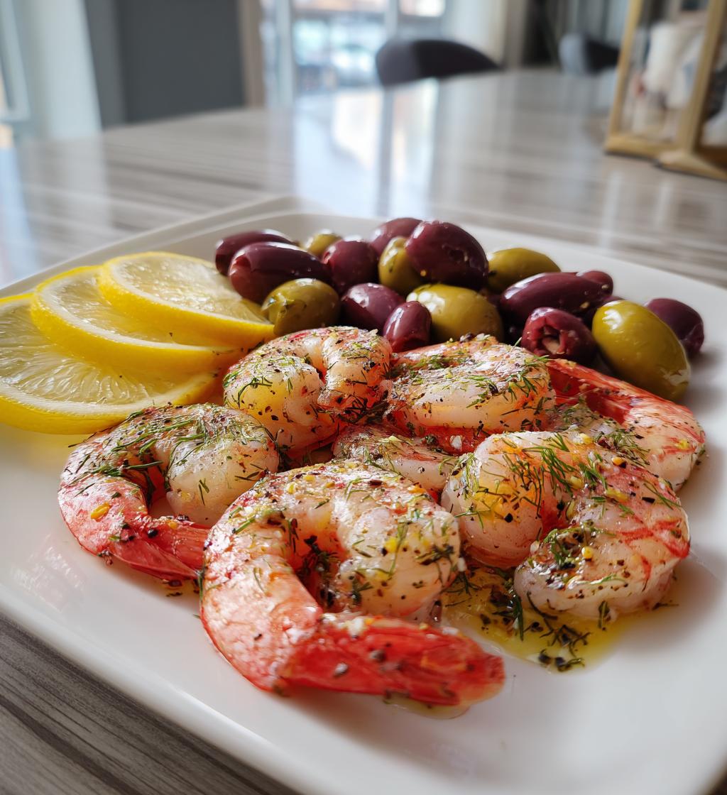 lemon dill shrimp olive antipasto - detail 1