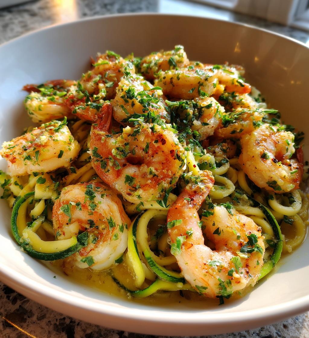 lemon garlic shrimp and zucchini noodles - detail 1