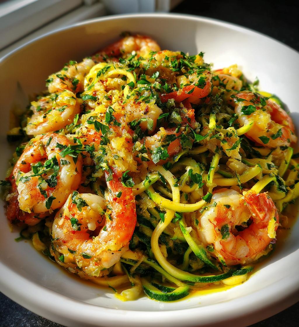 lemon garlic shrimp and zucchini noodles