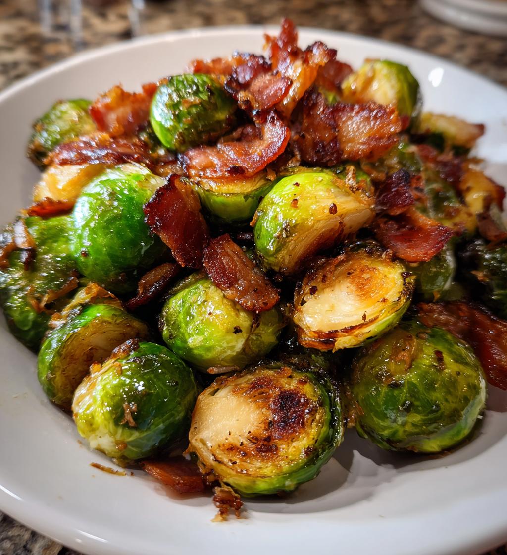 maple roasted brussel sprouts with bacon