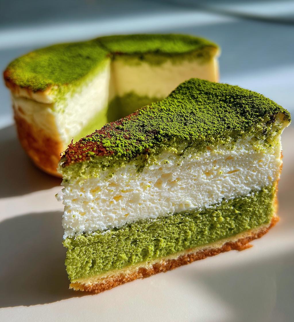 matcha japanese cheesecake - detail 1
