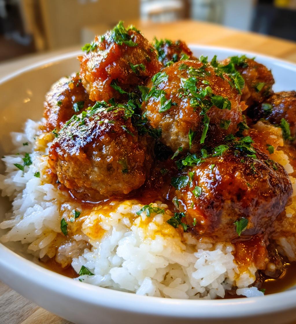 meatballs and rice bowl