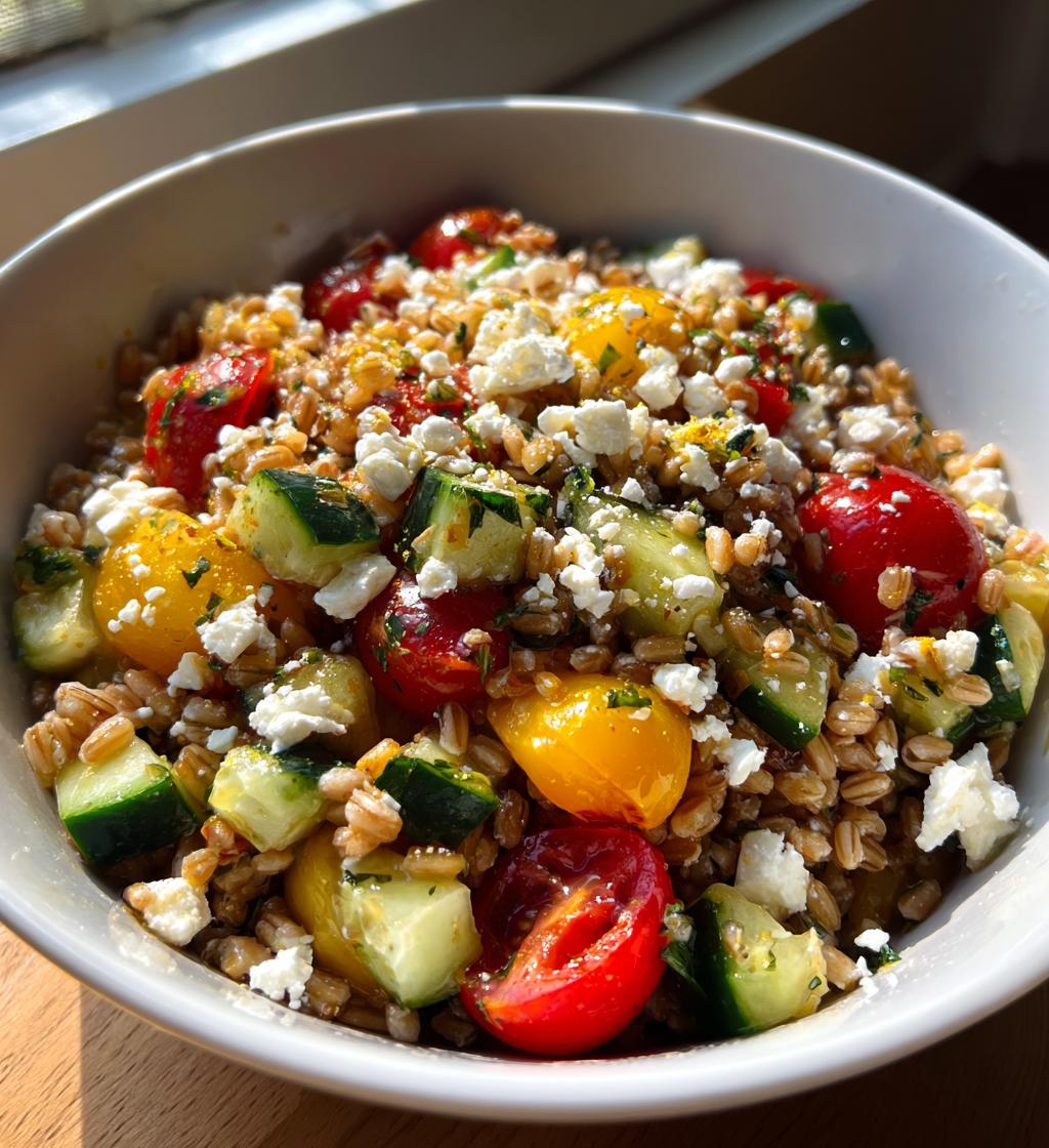 mediterranean farro bowl - detail 1