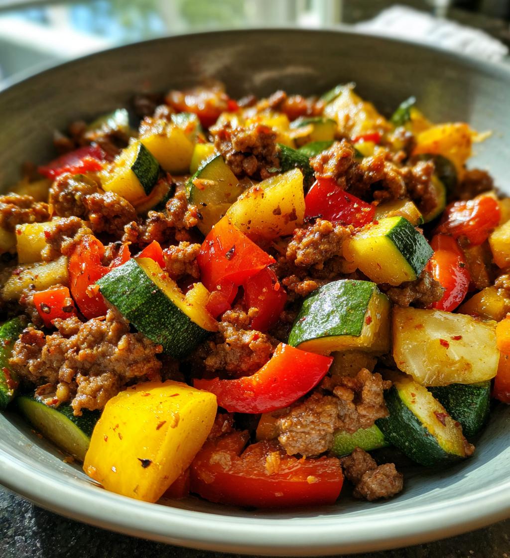 mediterranean ground beef and veggie stir fry - detail 1