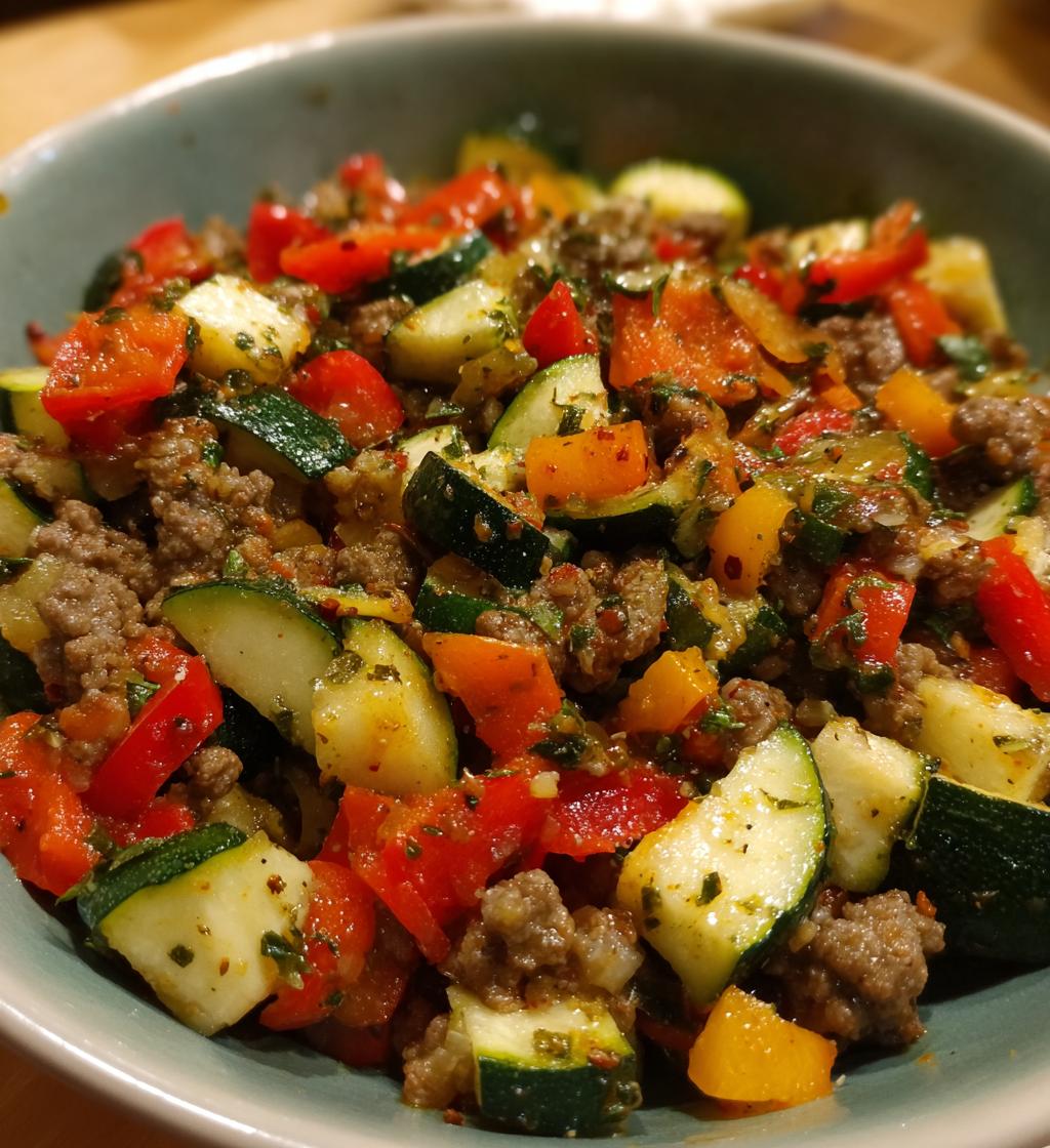 mediterranean ground beef and veggie stir fry
