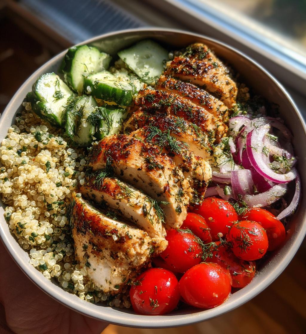 mediterranean lemon dill chicken bowls - detail 1