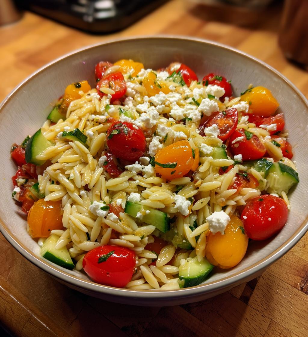 mediterranean orzo pasta salad - detail 1