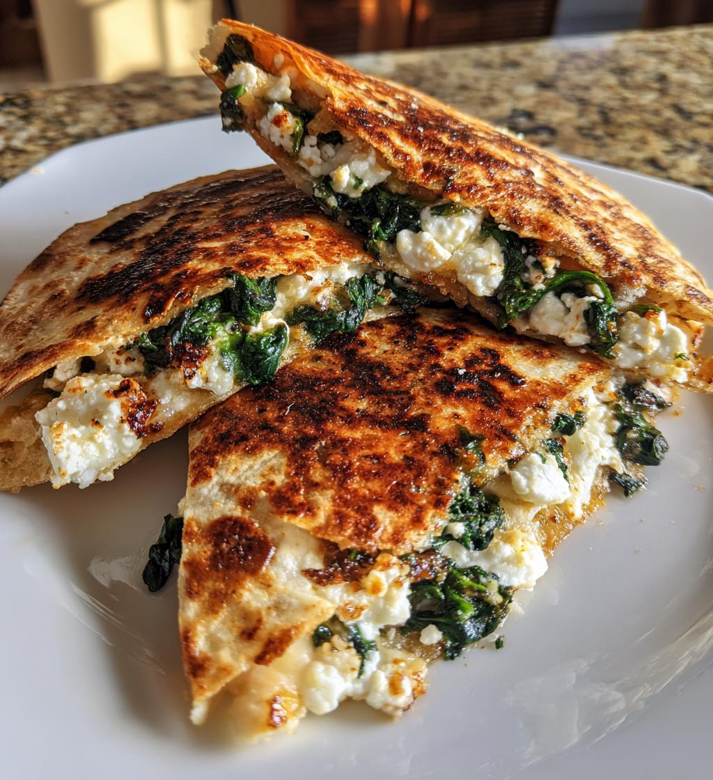 mediterranean quesadillas spinach feta mozzarella - detail 1
