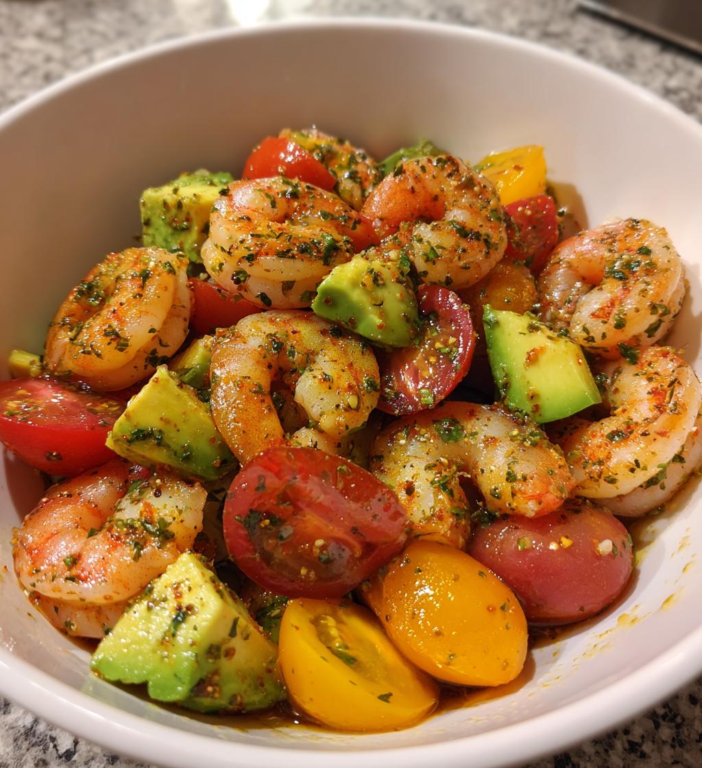 mediterranean shrimp and avocado salad - detail 1