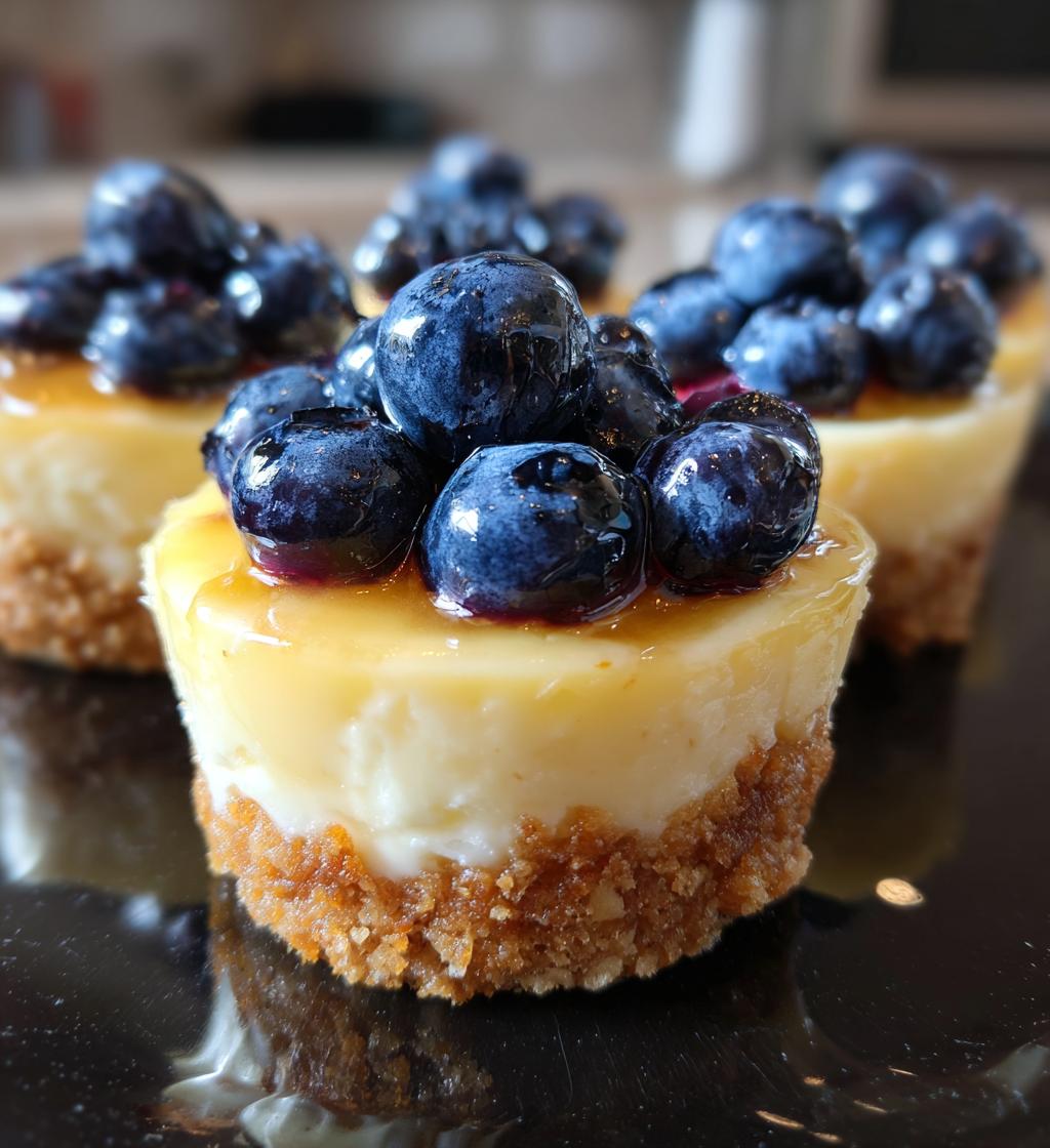 mini lemon blueberry cheesecakes