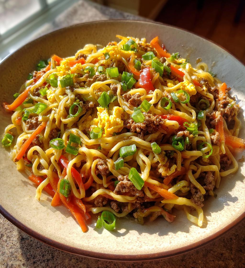 mongolian ground beef noodles - detail 1
