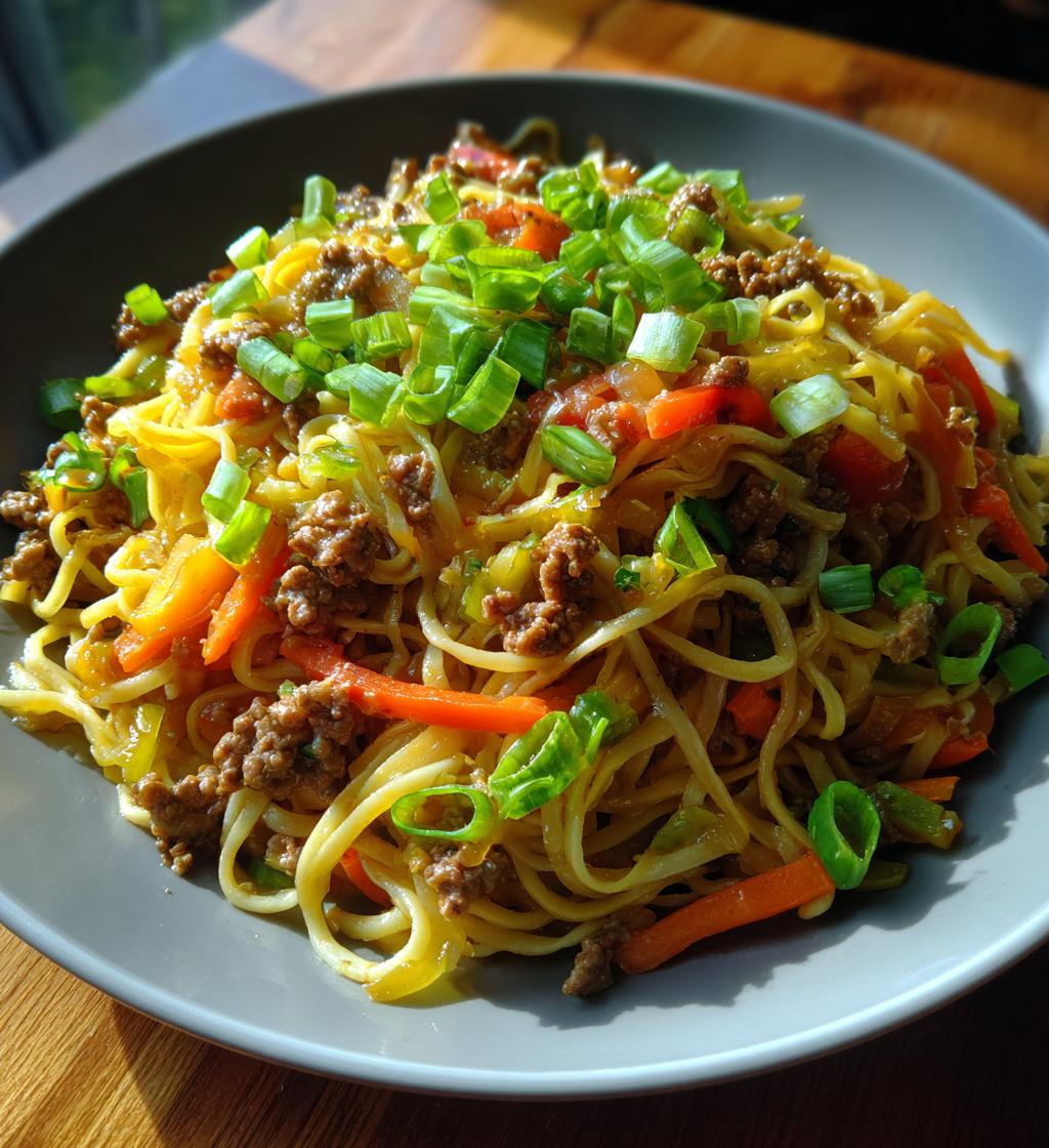 mongolian ground beef noodles