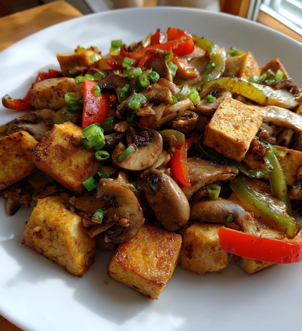 mushroom and tofu stir fry - detail 1