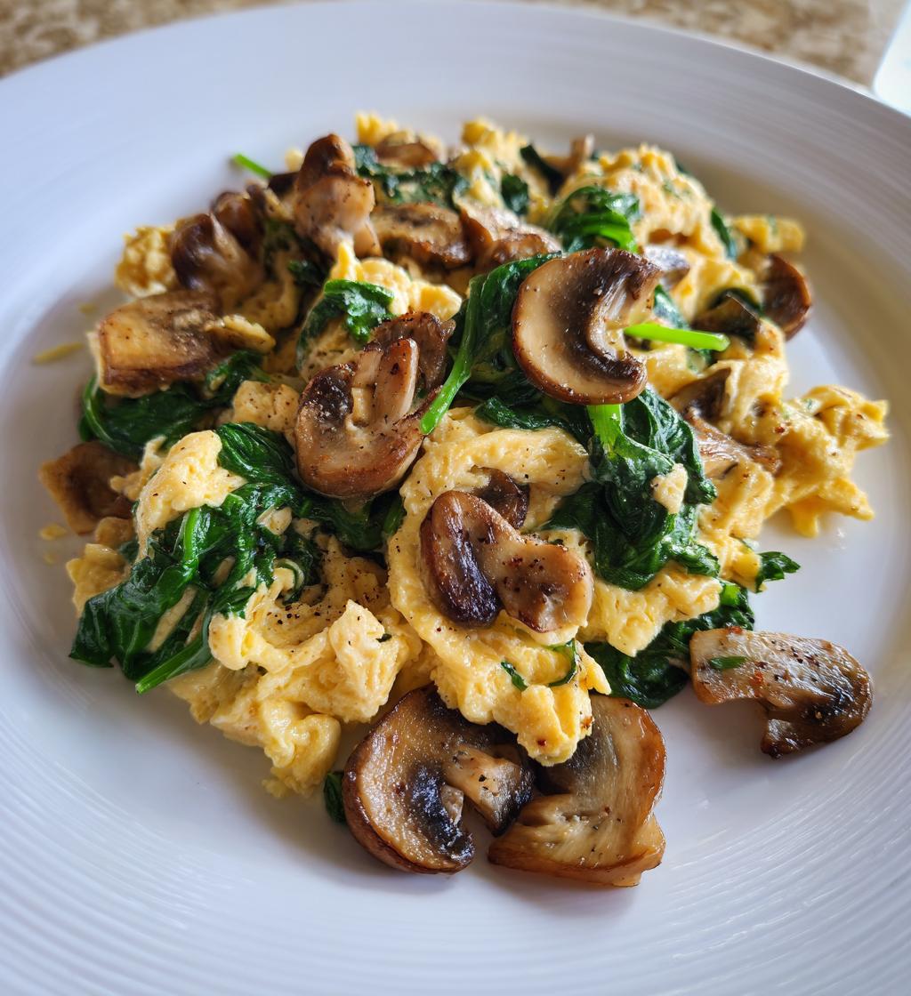 mushroom spinach scrambled eggs