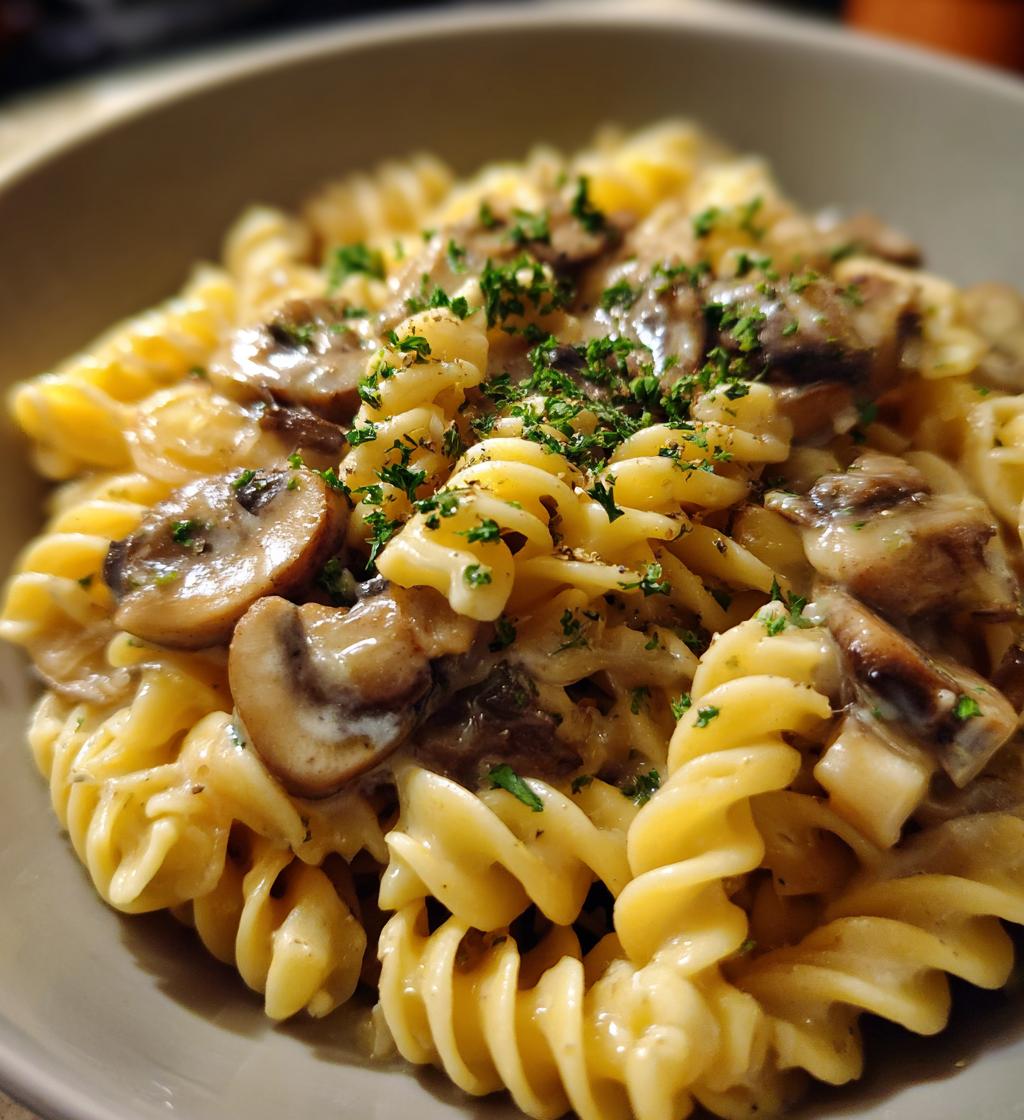mushroom stroganoff pasta - detail 1