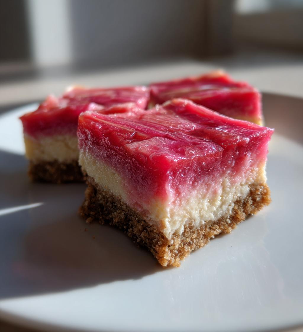 no bake rhubarb cheesecake squares