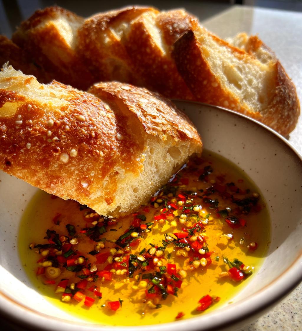 olive oil dip with warm bread