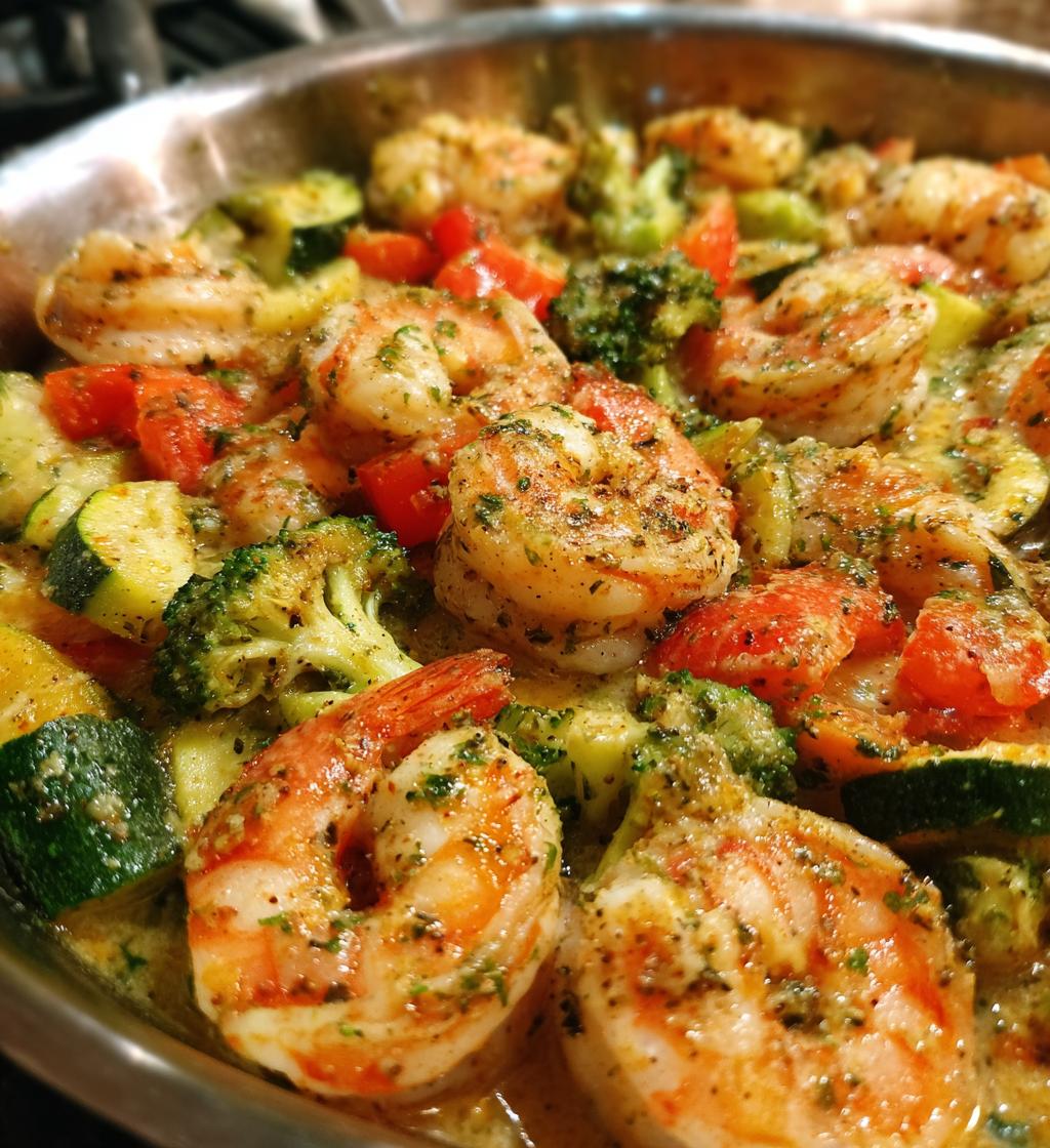 one pan 20 minute garlic parmesan shrimp veggies - detail 1