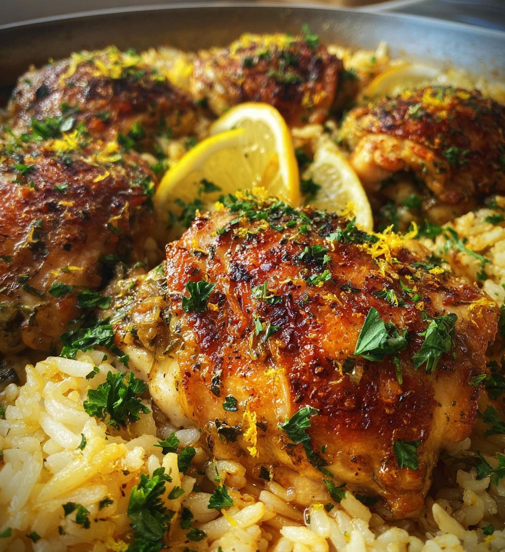 one pot lemon herb chicken and rice - detail 1