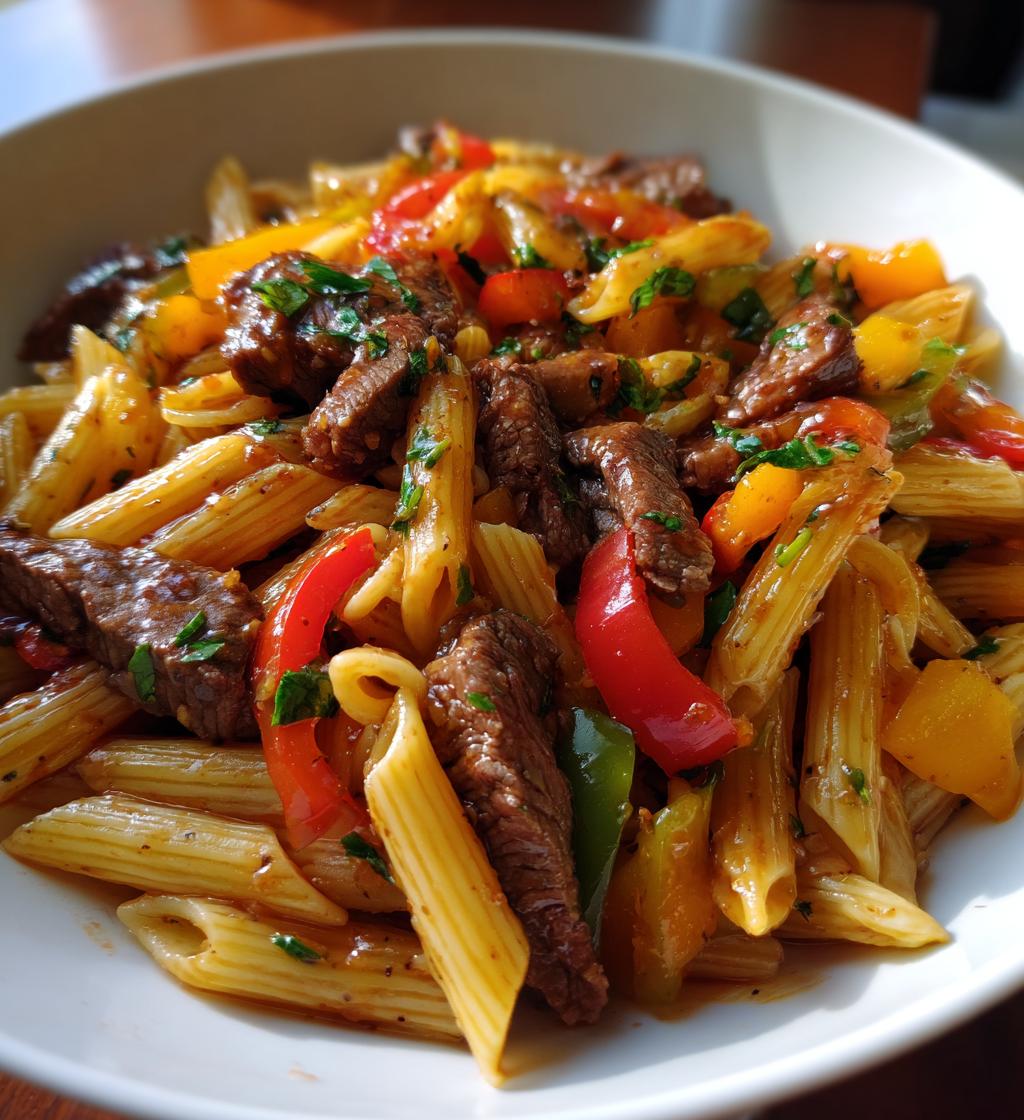 one pot smoky honey bbq steak pasta