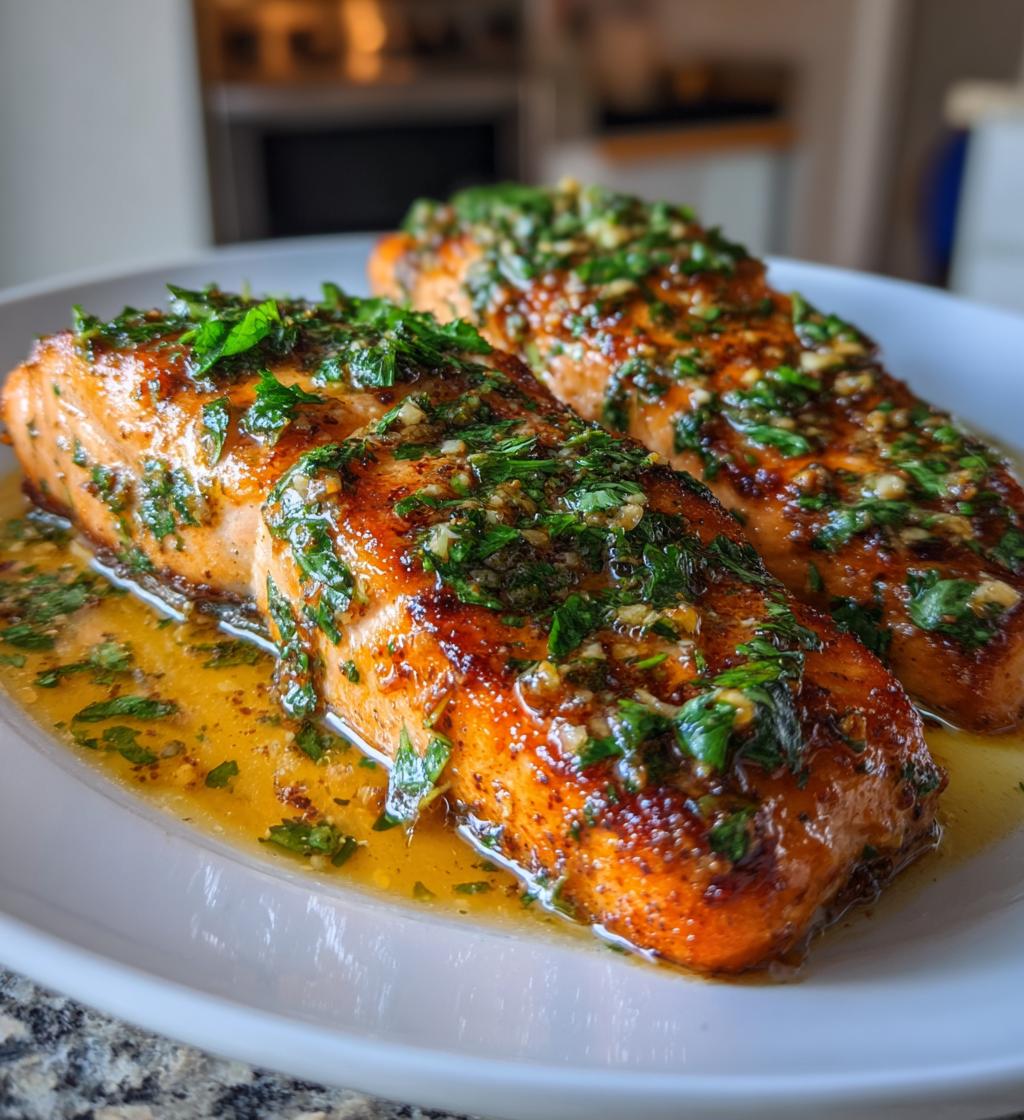 pan fried salmon with garlic butter sauce