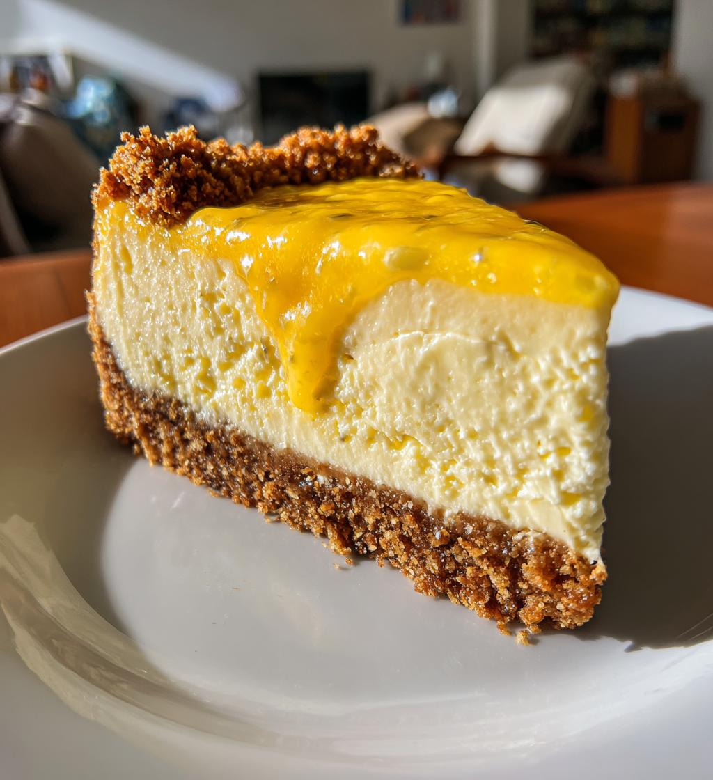 passion fruit mango cheesecake gingersnap crust - detail 1