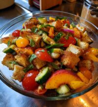 peach panzanella salad