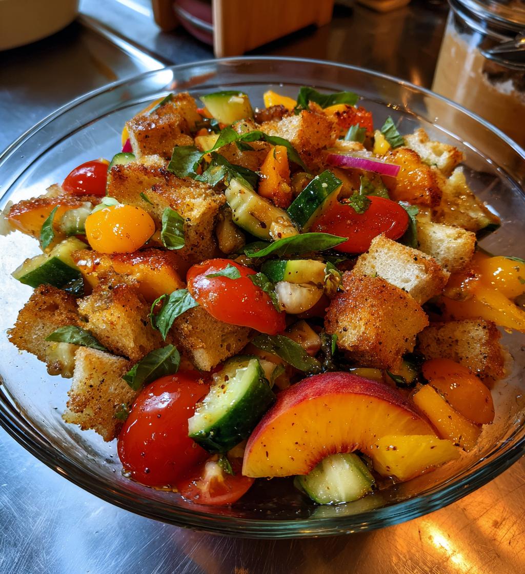 peach panzanella salad