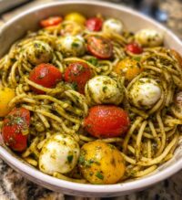 pesto caprese pasta salad