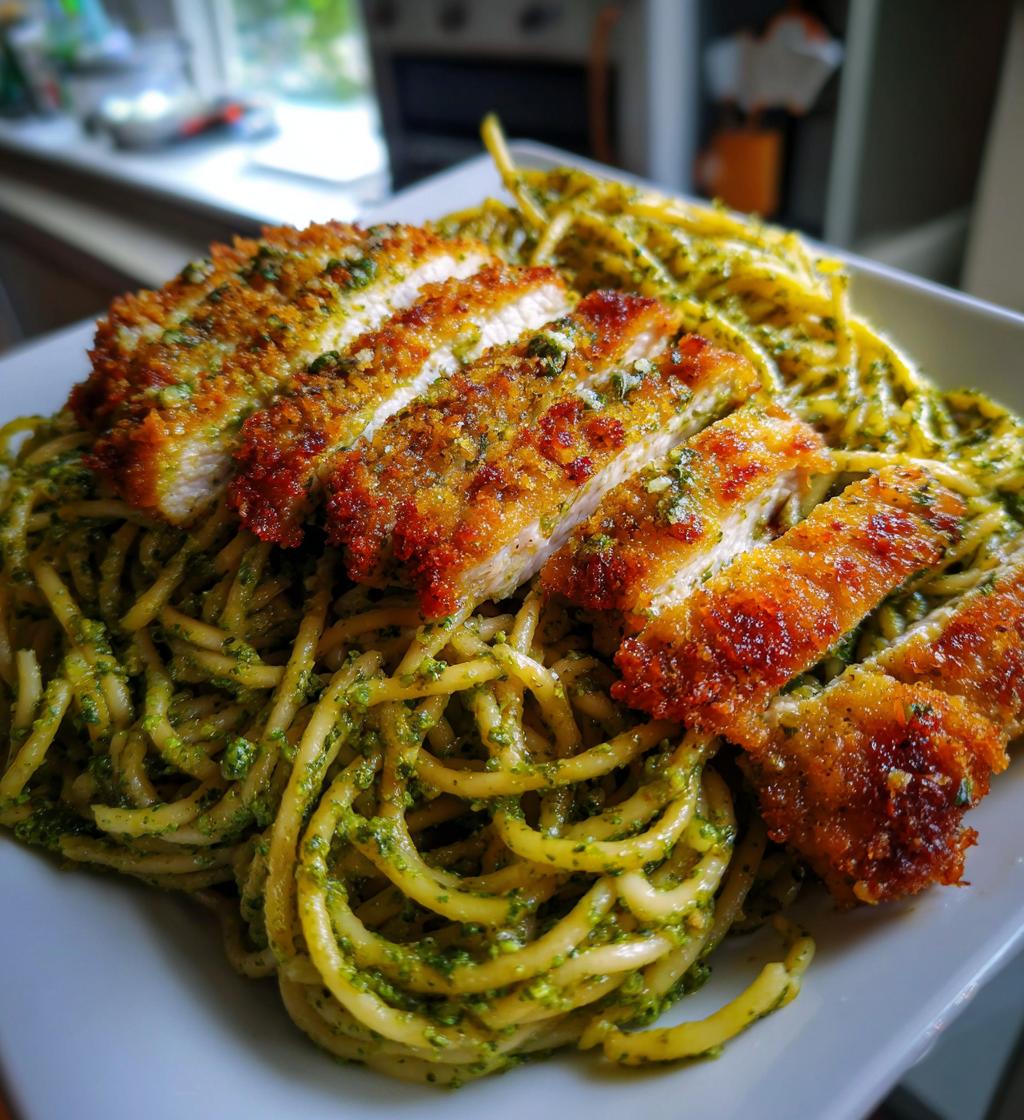 pesto pasta crispy parmesan chicken