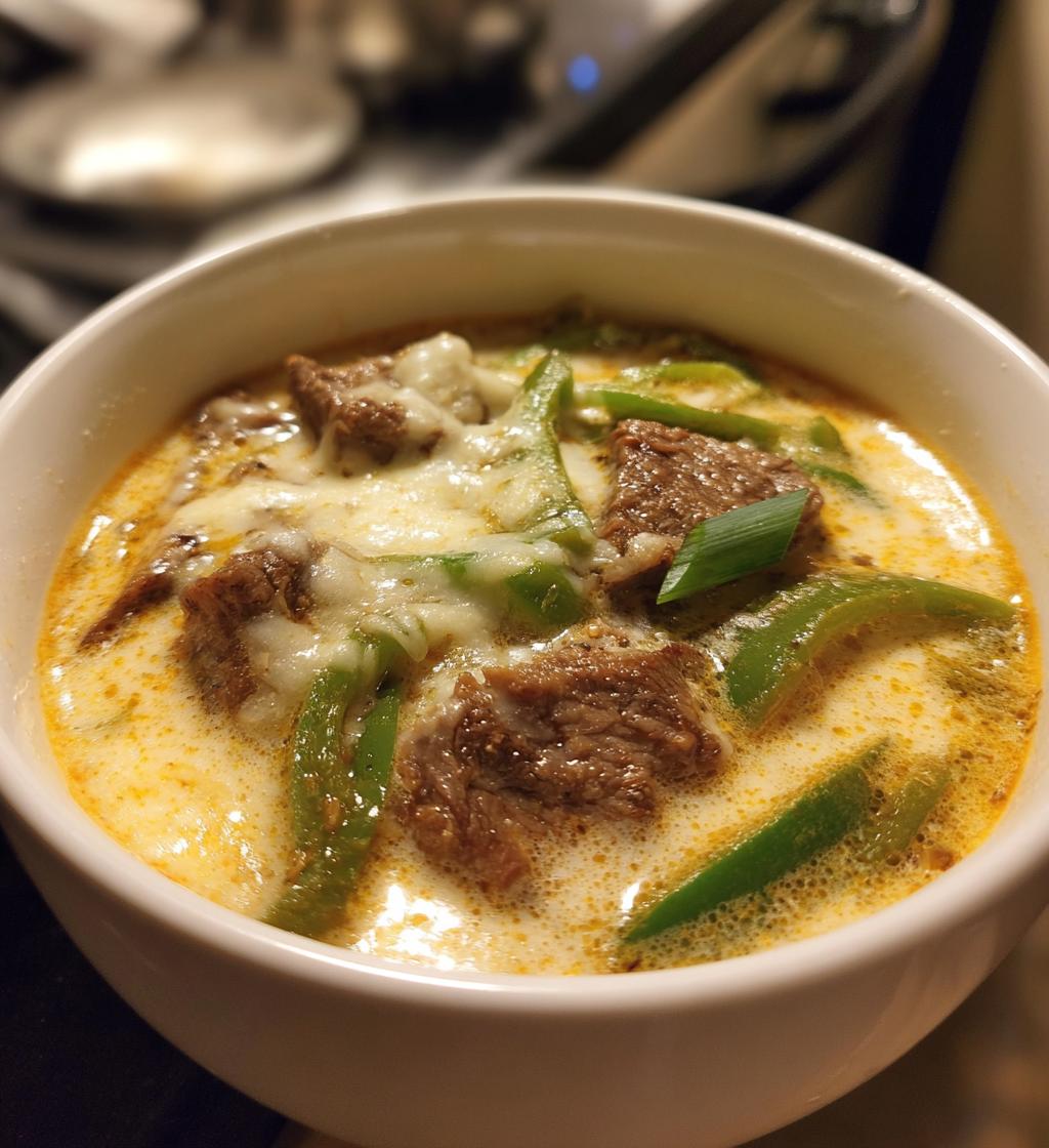 philly cheesesteak soup - detail 1