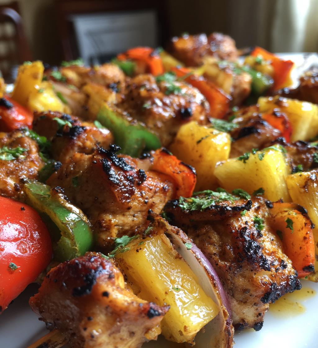 pineapple grilled chicken kebabs - detail 1