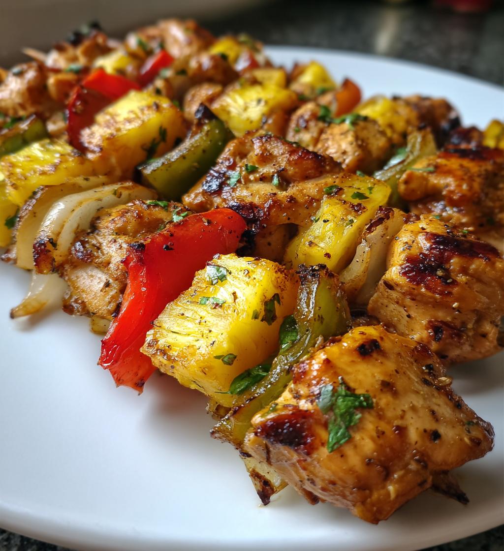 pineapple grilled chicken kebabs