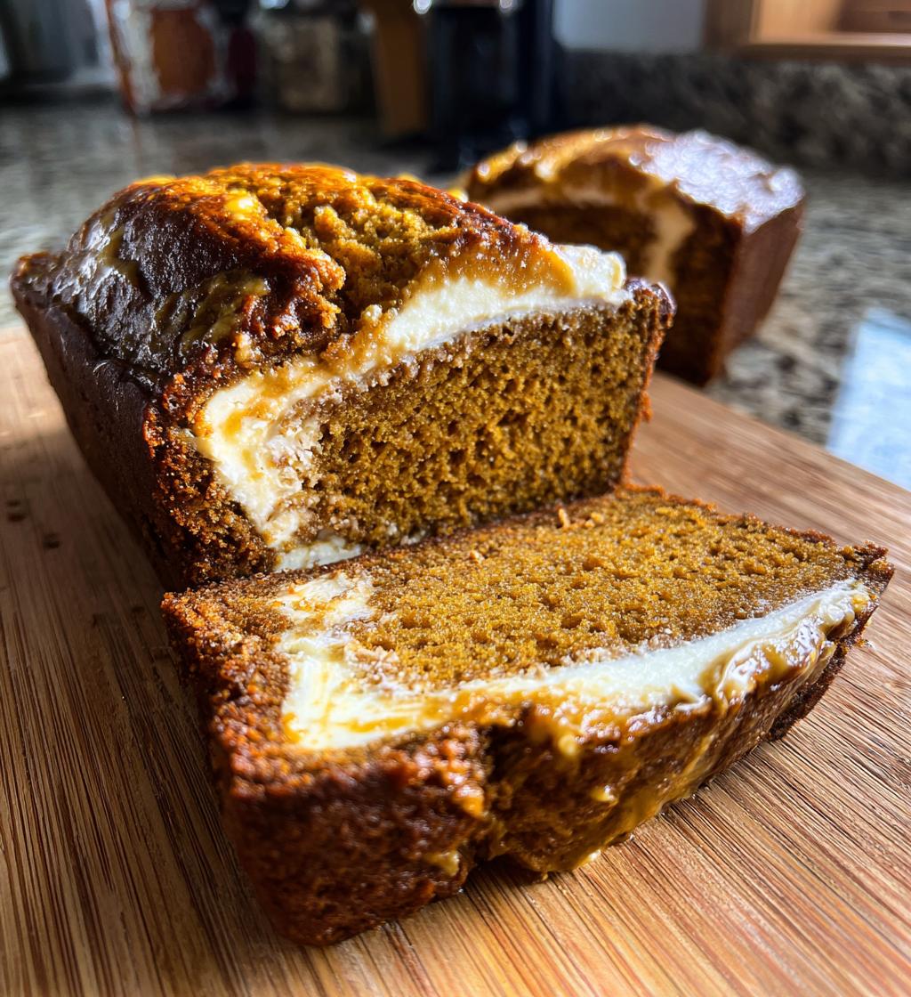 pumpkin bread with maple cream cheese filling