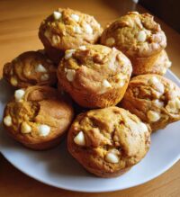 pumpkin white chocolate chip muffins