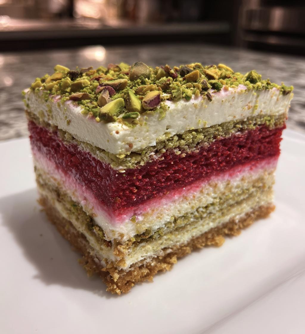 raspberry pistachio mousse cakes - detail 1