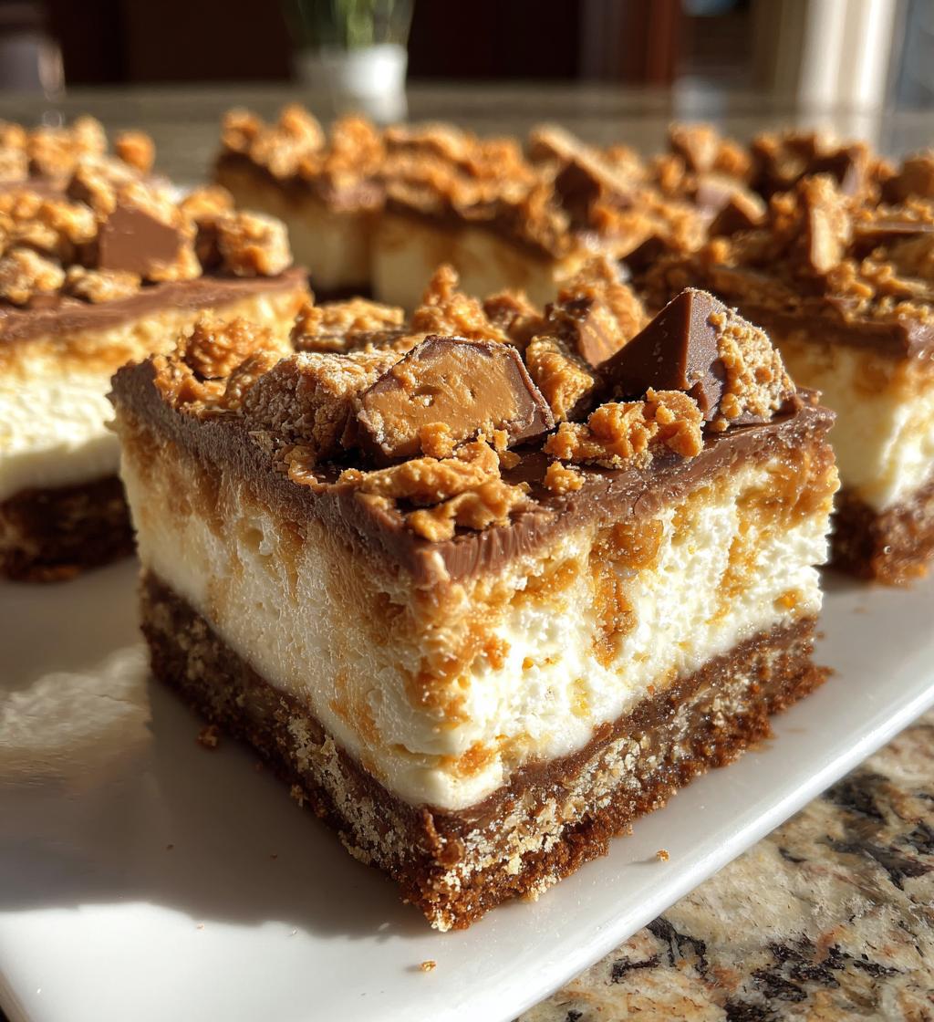 reeses butterfinger cheesecake bars - detail 1